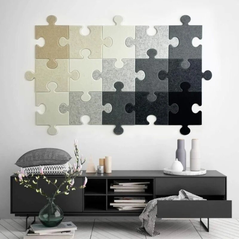 Eco-friendly Nordic 3D Puzzle Wall Stickers Self-Adhesive Velcro Acoustic Panel