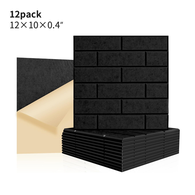 12pcs Per Set of Square Brick Shaped Polyester Fiber Sound Absorbing Panels