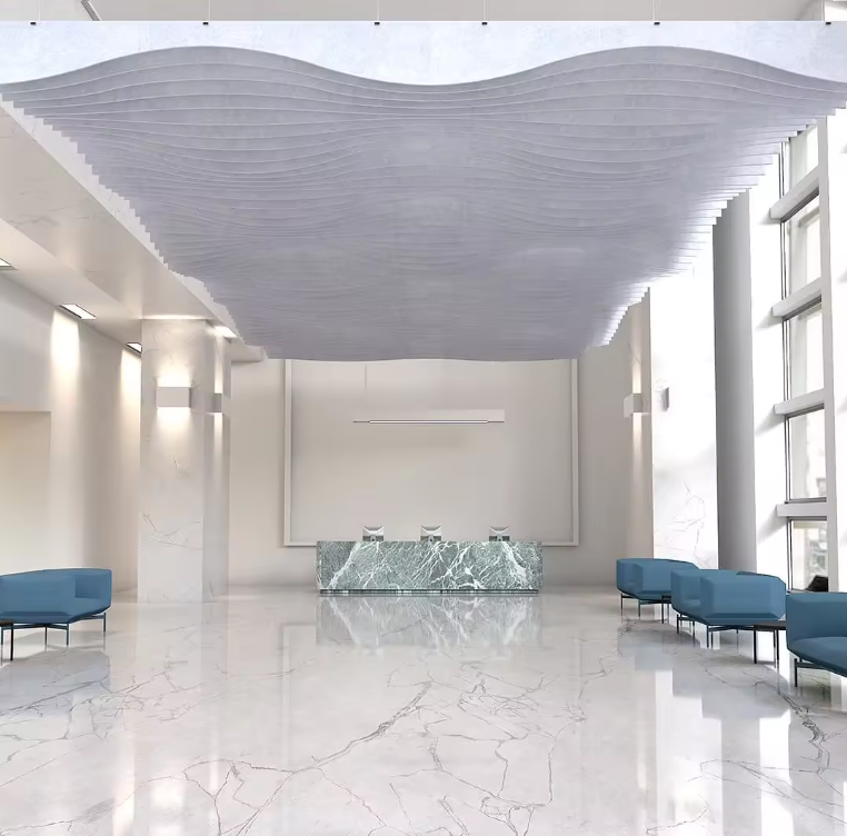 Acoustic Ceiling System 12mm Polyester Fiber Acoustic Panels Baffle
