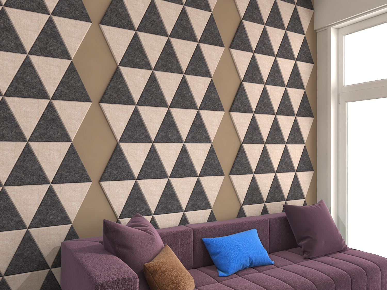 Triangle Polyester Fiber Acoustic Tile 9/12/24mm